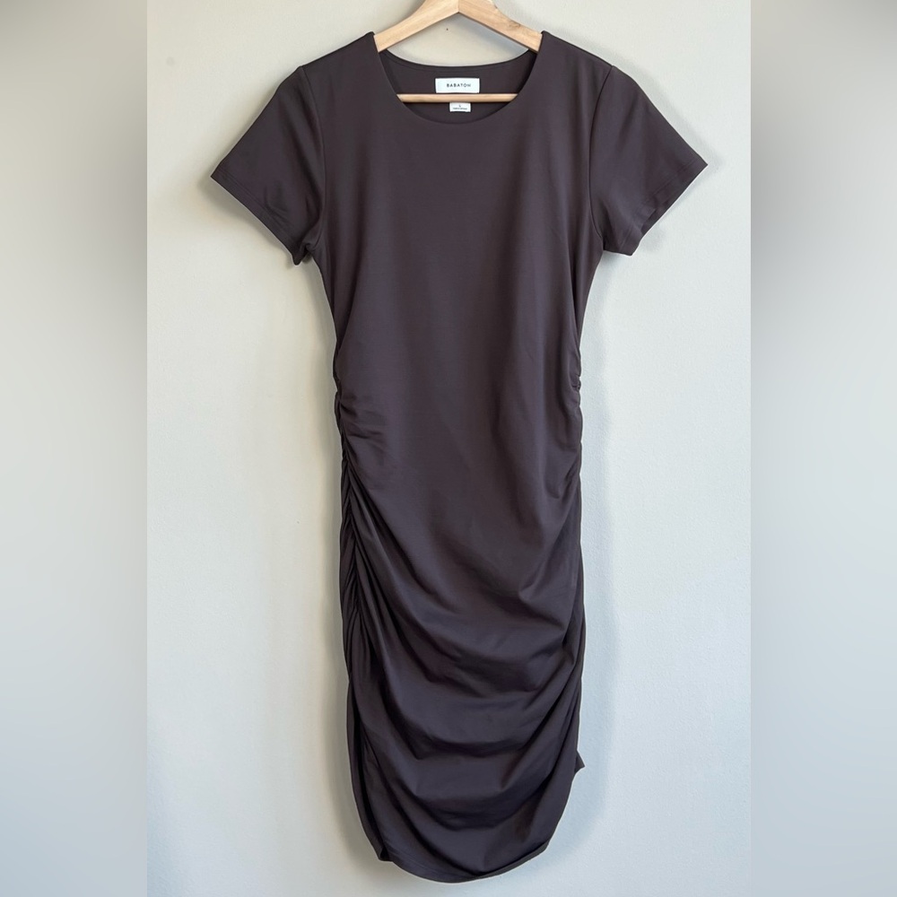 Babaton Contour Ruched Mini Brown Dress Size L - Picture 3 of 11